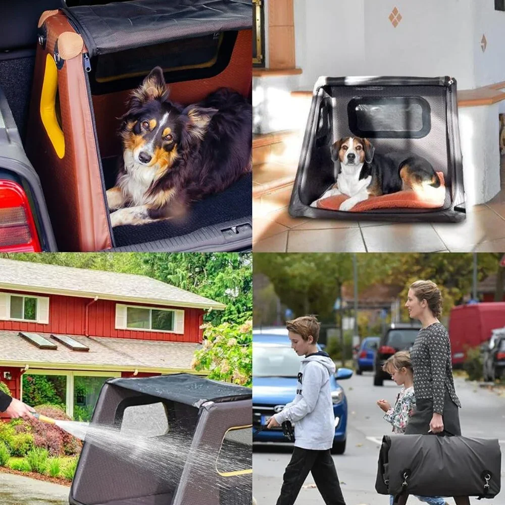 Portable Soft Dog Crate-HIGHPI Inflatable Travel Crate for Medium Dogs